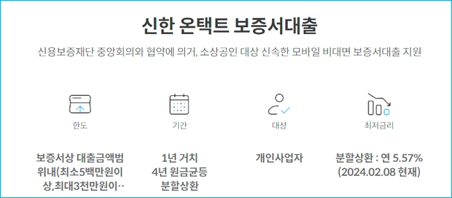 신한 온택트 보증서대출